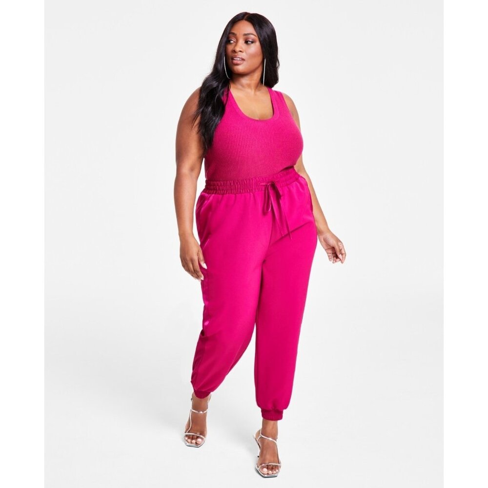 Nina Parker Trendy Plus Size 2X Wide-Leg Joggers Pink MSRP $89